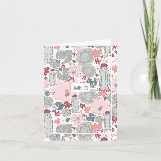 Cactus Pink And Green Pattern Card (Front)