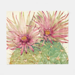 Cactus Pink Blossoms Fleece Blanket