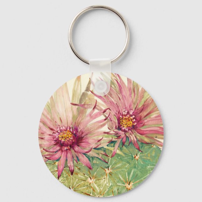 Cactus Pink Blossoms Key Ring (Front)