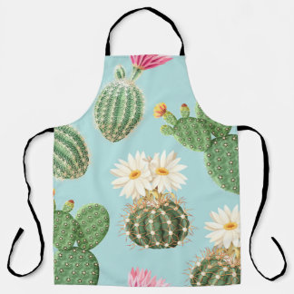 Cactus, pink flowers: light decor apron