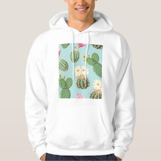 Cactus, pink flowers: light decor hoodie