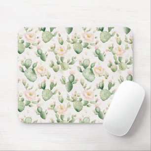 Cactus Pink Flowers Mouse Pad