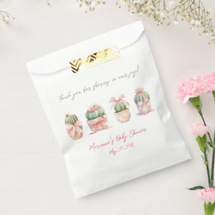 Cactus Pink Ribbon Baby Girl Shower Thank You Favour Bag
