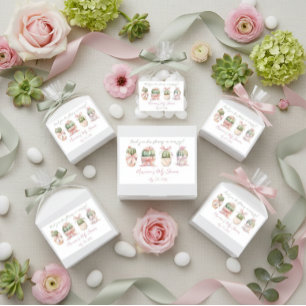 Cactus Pink Ribbon Baby Girl Shower Thank You Rectangular Sticker