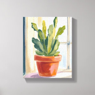 Cactus Plant Green Botanical Watercolor Canvas Print