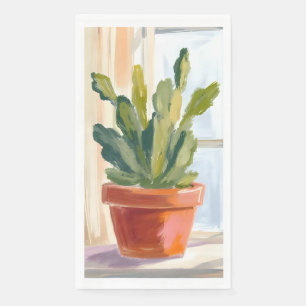 Cactus Plant Green Botanical Watercolor Napkin