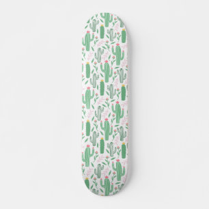 Cactus Plant Green Purple Pattern Skateboard