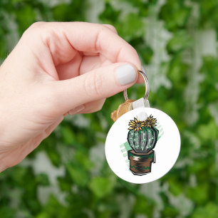 Cactus Plant In A Pot Key Ring