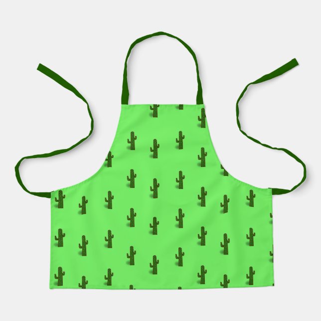 Cactus plant on light green apron (Front)