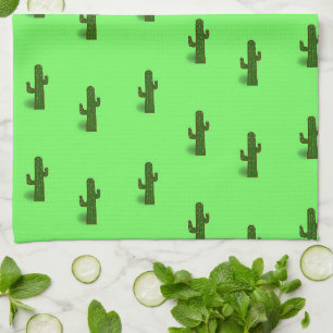 Cactus plant on light green tea towel