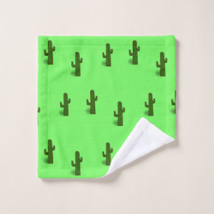 Cactus plant on light green wash cloth