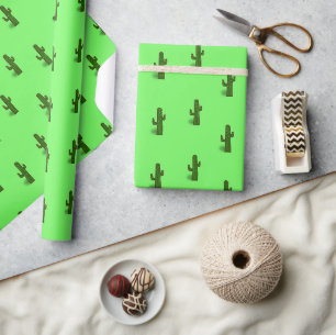 Cactus plant on light green wrapping paper