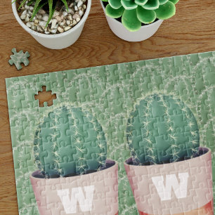 Cactus Plant Pot Monogram Jigsaw Puzzle