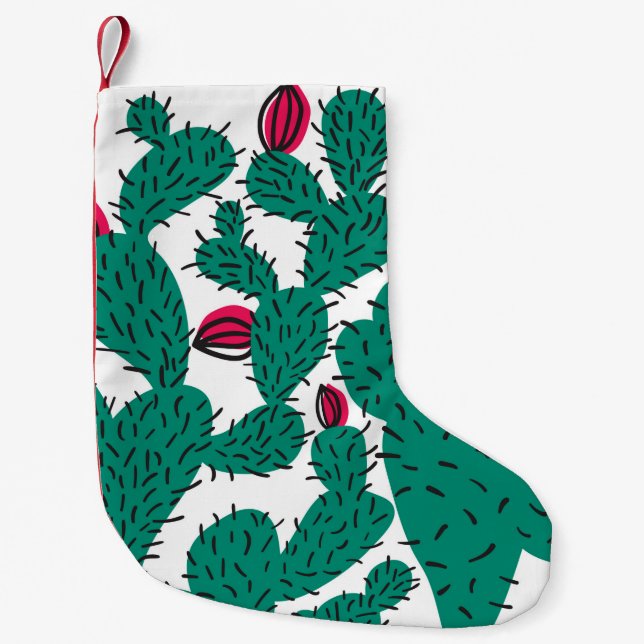 Cactus plant seamless pattern. Abstract hipster de Small Christmas Stocking (Front)