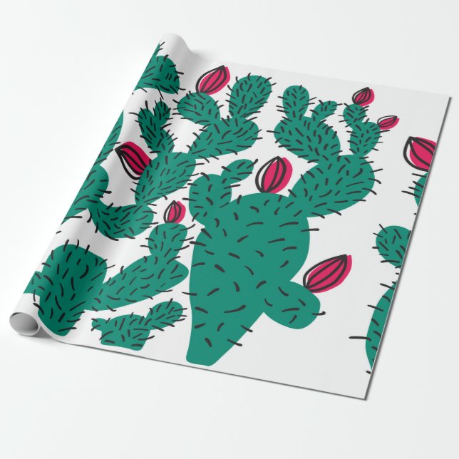 Cactus plant seamless pattern. Abstract hipster de Wrapping Paper (Unrolled)