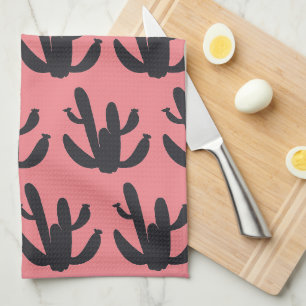 Cactus Plant Silhouette Illustration Art Tea Towel