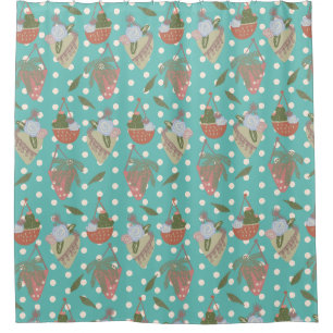 Cactus Plant Trio Greenery Hanging Cacti Shower Curtain