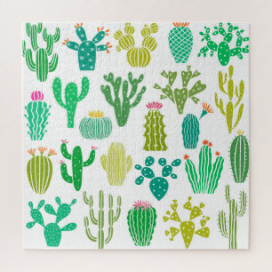Cactus plant: vintage floral set. jigsaw puzzle