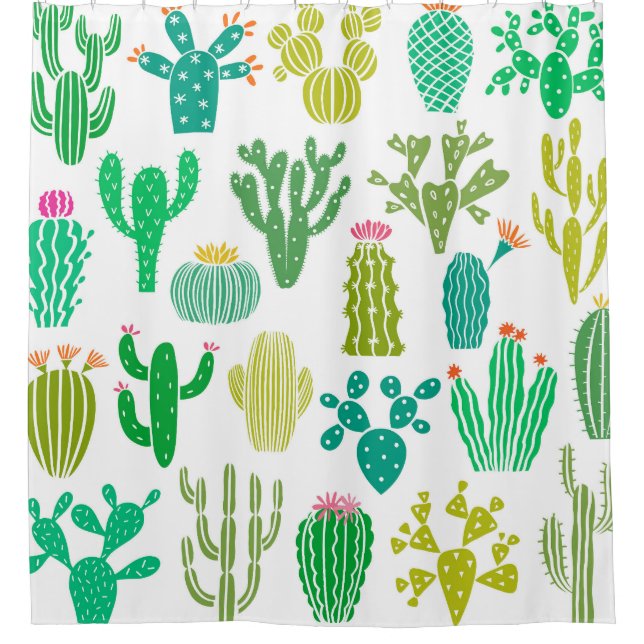 Cactus plant: vintage floral set. shower curtain (Front)