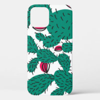 Cactus plant, vintage green seamless pattern.