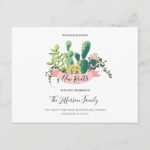 Cactus Planted New Roots Moved Moving Announcement Postcard