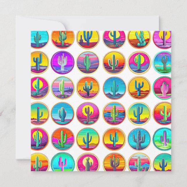 Cactus pop art succulent plants garden gardening  card (Front)