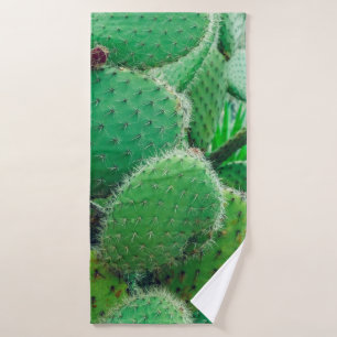 Cactus, prickly pear cactus ,cactus spines, close bath towel