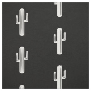 Cactus Print in Black and White Fabric