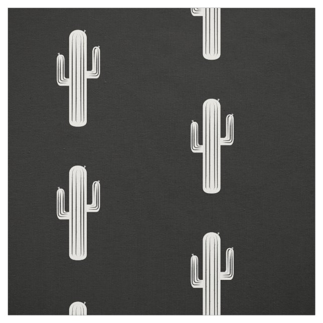 Cactus Print in Black and White Fabric (Swatch)