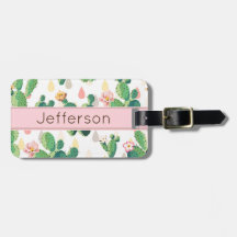 Cactus Print Luggage Tag