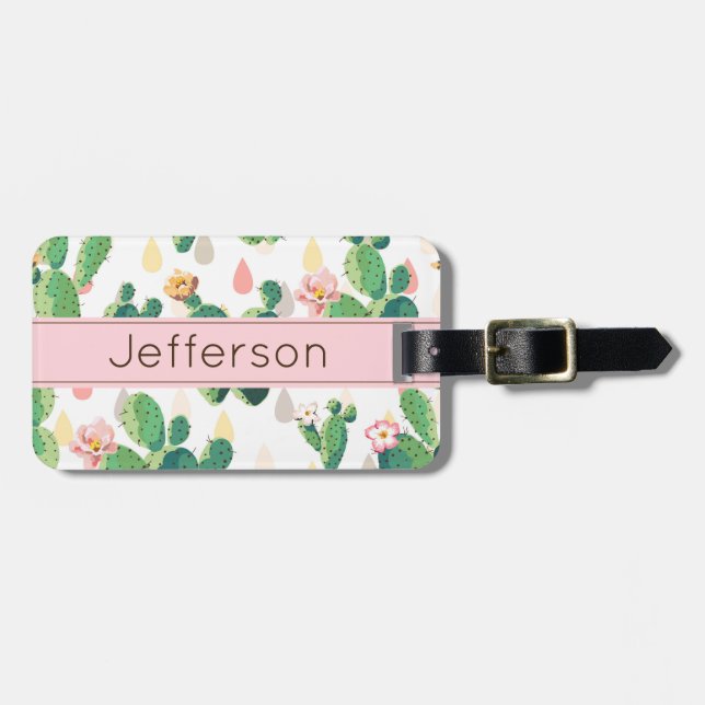 Cactus Print Luggage Tag (Front Horizontal)