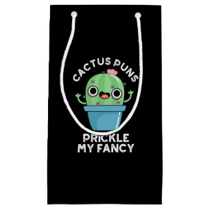 Cactus Puns Prickle My Fancy Plant Pun Dark BG Small Gift Bag