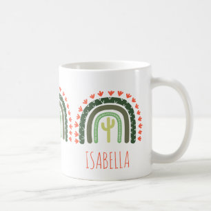 Cactus Rainbow NAME Orange Green Modern Desert Coffee Mug