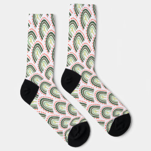Cactus Rainbow Orange Green Modern Desert Fun Socks