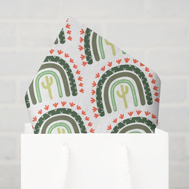 Cactus Rainbow Orange Green White Modern Tissue Paper (Gift Bag)
