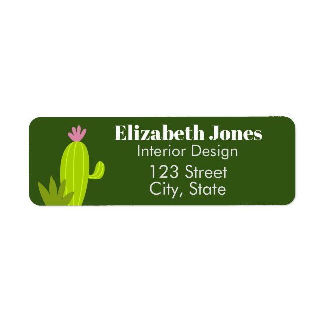 Cactus return address return address label (Front)
