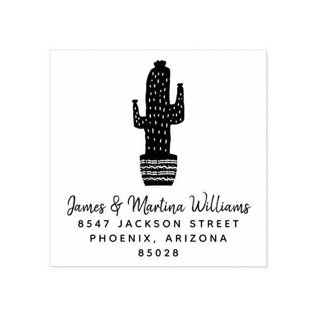 Cactus Return Address Rubber Stamp (Imprint)
