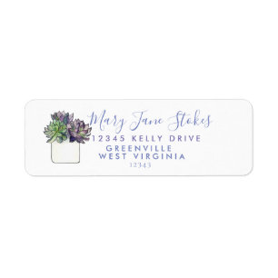 Cactus RETURN ADDRESS succulent PURPLE Label