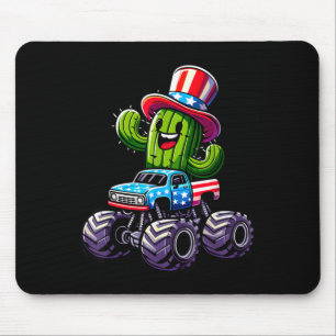 Cactus Riding Monster Truck 4th Of July Mouse Pad