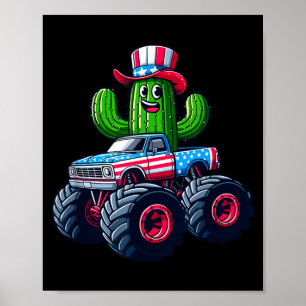Cactus Riding Monster Truck 4th Of July Poster