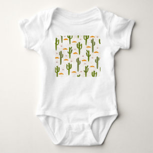 Cactus Sand: Mexican Style Seamless. Baby Bodysuit