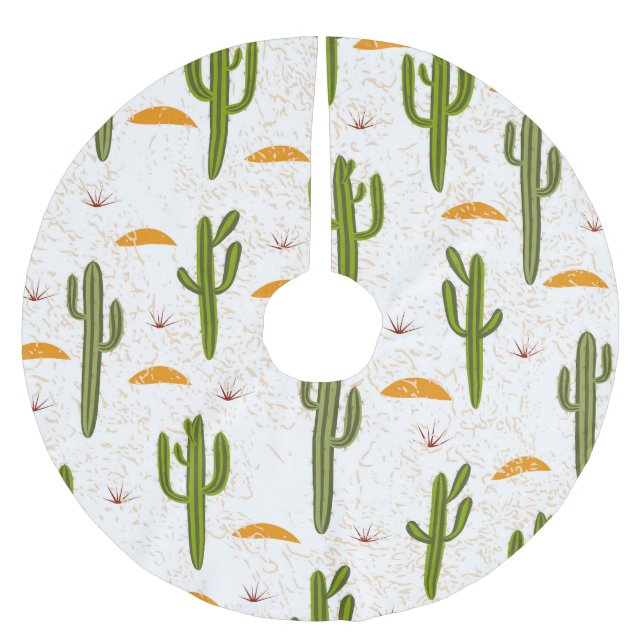Cactus Sand: Mexican Style Seamless. Brushed Polyester Tree Skirt (Front)