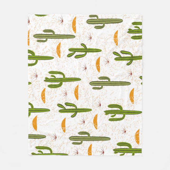 Cactus Sand: Mexican Style Seamless. Fleece Blanket (Front)