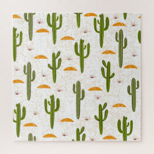Cactus Sand: Mexican Style Seamless. Jigsaw Puzzle