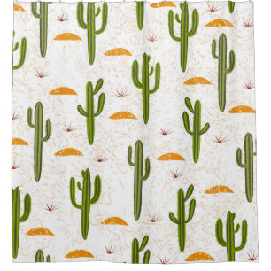 Cactus Sand: Mexican Style Seamless. Shower Curtain