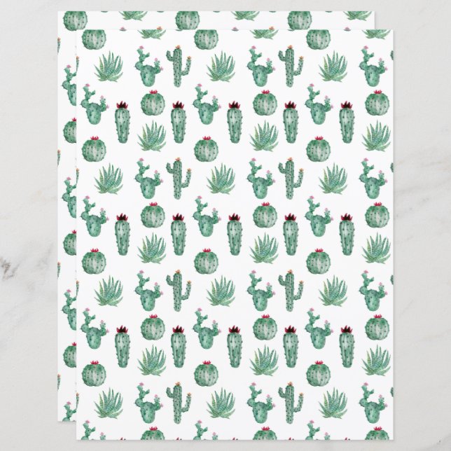 Cactus Scrapbook Paper (Front/Back)