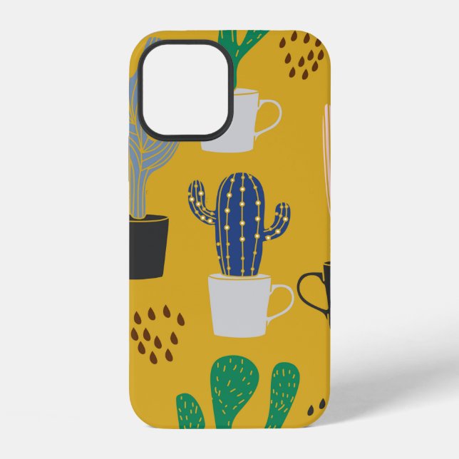Cactus seamless pattern background. Hand drawn col iPhone Case (Back)