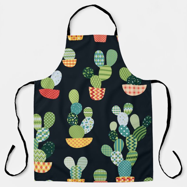Cactus seamless pattern in patchwork style with pl apron (Front)
