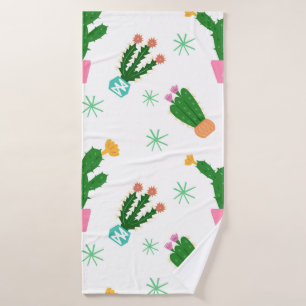 Cactus seamless vintage pattern, repeated ornamen bath towel