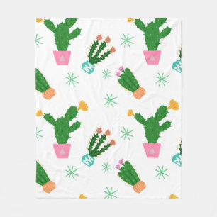 Cactus seamless vintage pattern, repeated ornamen fleece blanket